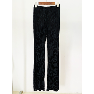 HIGH STREET Date 2023 Designer Piste Costume Ensemble Femmes Élastique Perspective En Relief <span class=keywords><strong>Velours</strong></span> <span class=keywords><strong>Combishort</strong></span> Tops Flare Pantalon 2pcs - Product Image 6