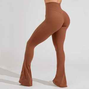 कस्टम बट उठाने वाले नायलॉन स्पेनिश योग बेल बॉटम ठोस रंग जिम फिटनेस महिला योग पैंट उच्च कमर खेल - Product Image 4