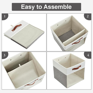 Paniers de rangement pliables en lin Organisateurs de stockage de vêtements en tissu Boîte de rangement transparente - Product Image 6