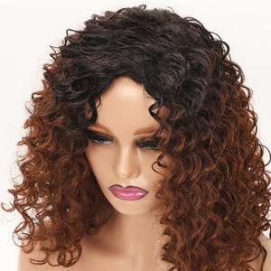 Perruque de style africain pour femmes avec dentelle frontale, petite raie bouclée, cheveux longs ondulés, <span class=keywords><strong>coiffure</strong></span> <span class=keywords><strong>afro</strong></span> tendance, bandeau synthétique - Product Image 4
