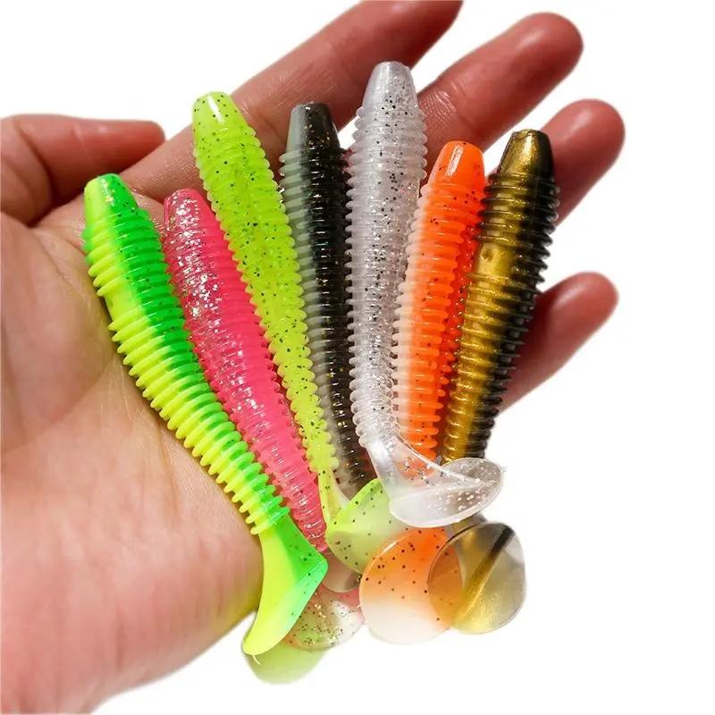 Paddle Tail Swim baits Two-Tone Color Swim Baits one color 50 Pcs Fishing Worms Soft Plastic Bass Lure Baits