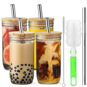 Ensemble de 6 bocaux Mason en verre transparent de 10oz, 16oz, 300ml, 500ml avec cuillère pour la mise en conserve, la confiture, le bubble tea, le cold brew et la conservation de la fraîcheur - Product Image 5