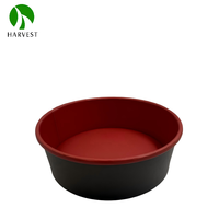 KR 183 Ronde Schaal Serie - Mat Zwart met Bordeauxrood Binnenkant Wegwerp Salade Verpakkingsdoos