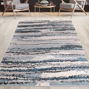 Alfombra de área tejida grande DB, diseño de rayas abstractas de acuarela, técnica Jacquard para decoraciones de sala de estar para pasillo rectangular - Product Image 2