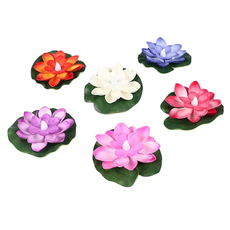 Top picks Floating Pool Light Waterproof Wedding Party Decoration Creative Gift Multi color Artificial Flower lotus Candle