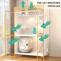 Offre Spéciale luxe en bois massif chat Villa nid lit en bois Cage pour animaux de compagnie chat vitrine chatterie chat maison pour Ama