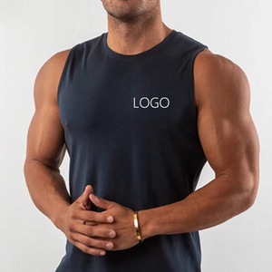 Fashion Design Your Own Breathable Knitted Casual Cotton Plain Bodybuilding Custom Fitness <b>Stringer</b> Gym Sport Tank Top for Men - Product Image 1