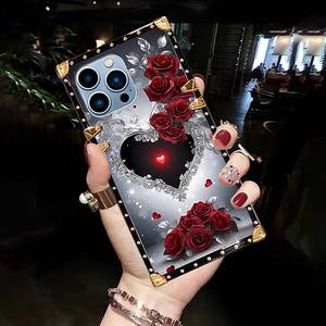 Argento amore cuore stampa galvanica quadrato TPU custodia per telefono cellulare per <span class=keywords><strong>Samsung</strong></span> <span class=keywords><strong>S20</strong></span> S21 S22 S23 S24 Ultra Plus S23FE - Product Image 2