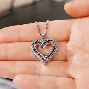 CAOSHI Factory OEM Dainty <strong>Heart</strong> Irregular Design White/<strong>Black</strong> Zircon Necklace Women Wedding Engagement Silver Plated CZ Necklaces - Product Image 2