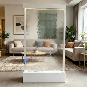 Stainless Steel <b>Frame</b> LED Glass Waterfall Wall Indoor Home Living Room Lobby Decor - Product Image 1