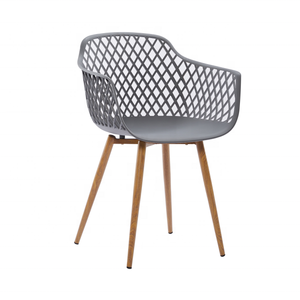 New Design Furniture Armed Plastic Kitchen Dining Chair With Metal Legs