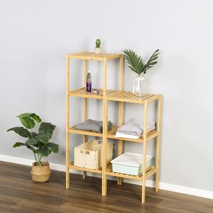 Kitchen Bathroom Living Room Wooden Tier <b>Stand</b> Ladder Shelf Organizer Bamboo <b>Corner</b> Rack Lacquer Finish for Flower Pot Storage - Product Image 5
