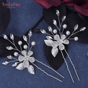 YouLaPan Handgefertigte Perlen-Haarspange für Hochzeiten, Modisches Braut-Haaraccessoire mit Perlen und Strasssteinen, Damen-Haargabel <span class=keywords><strong>HP504</strong></span> - Product Image 6