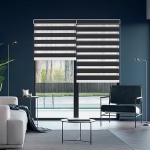 Custom 100% Polyester Window Zebra Blinds Automatic Day And Night Blind Motor Electric Wifi Remote Control Roller Shades