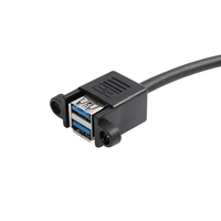 Cable de expansión dual USB 3,0 con deflector PCI IDC20pin, chaqueta de PVC, agujeros de tornillo, blindaje trenzado de bloqueo para computadora