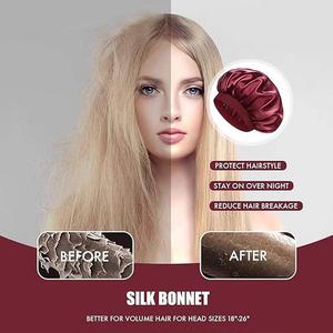 <span class=keywords><strong>Bonnet</strong></span> de Nuit <span class=keywords><strong>en</strong></span> Soie <span class=keywords><strong>Satin</strong></span>ée Double Couche pour Hommes et Femmes, Bande Élastique Douce pour Cheveux Bouclés et Tressés, Réversible, Idéal Voyage – Offre Exceptionnelle - Product Image 4