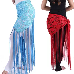 Женский костюм для танца живота, обертываемый пояс с кружевными кисточками, Цветочная вышивка, набедренный шарф для танца живота, одежда для сценических выступлений
