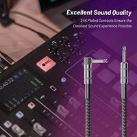Fabrika OEM 10FT Örgülü 1/4 İnç TS Mono Jak Sağ Açılı - Düz Elektrik Gitar Kablosu (Enstrüman ve Müzik Amfisi için)