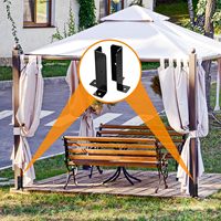 Base de support noire robuste pour poteaux de terrasse réglables, fixation postérieure OEM/ODM, pour clôtures à demi-colonne, fixation par rétrofit, couleur noire