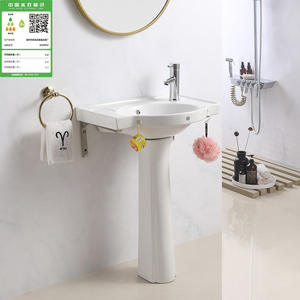 Lavabo de pedestal de cerámica Chaozhou, rectangular, de un solo orificio, fácil de limpiar, con acabado brillante, para baño, espacio pequeño - Product Image 1
