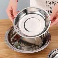 Plato de Cena de 28 CM, Tazón de Sopa Metálico, Bandeja Redonda de Acero Inoxidable 201 Pulido, Venta al por Mayor Económica