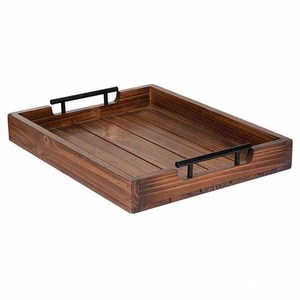 Wooden Rectangular Serving <b>Tray</b> With Handles For <b>Tea</b> Coffee Snacks Breakfast Hotel Use - Product Image 4