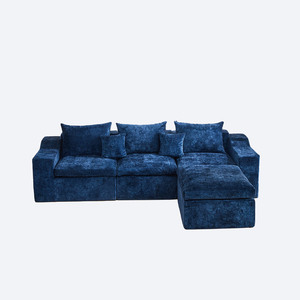 โซฟาผ้าแบบโมดูลาร์รูปตัว L บรรจุโฟม สำหรับห้องนั่งเล่น แบบแยกส่วน ที่นั่งคู่และสามที่นั่ง - Product Image 1