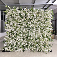 8x8 ft 5D 7D Aufrollbare Stoff-Seidenwand Mehrfarbige Rosen Rosa Weiße Blumen Lila Blaue Blumenwand Buntes Blumen-Hintergrundpanel