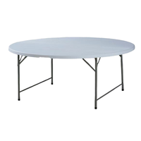 Table ronde pliable blanche pour banquet, table de réception en plastique, table de repas portable et légère pour fête en plein air, mariage