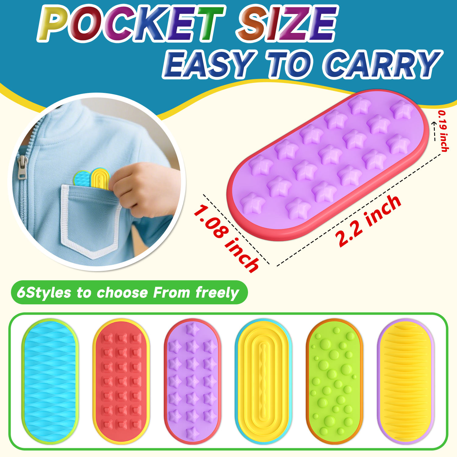 Silicone Magnetic Fidget Toy Sensory Worry Stone, Anti-Stress and Anxiety Relief Toy for Adults and Children with Autism or ADHD