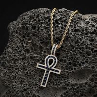 YYN Pendentif de collier hip-hop en cuivre incrusté de zircon, motif clé égyptienne en bambou, bijoux Renqing, nouveauté, best-seller, source directe