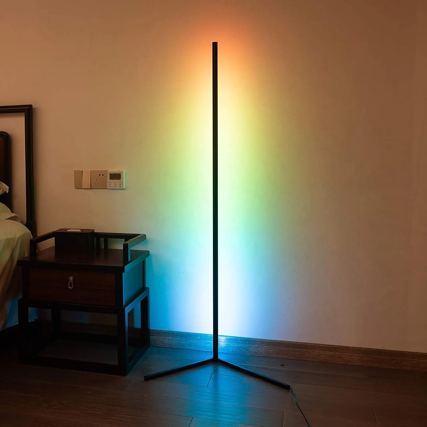 Lâmpadas LED para pisos de canto com controle de aplicativo inteligente para decoração de casa e jogos, luz RGB de mudança de cor, iluminação decorativa