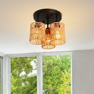 Sunsir SKD Lámpara de Techo con Pantalla Tejida Moderna, Decoración Interior Giratoria, Lámpara de Ratán Estilo Granja, Luz de Techo - Product Image 3