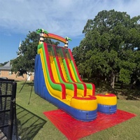 Toboggan aquatique gonflable géant commercial en PVC 0,55 mm pour extérieur, avec logo personnalisé, pour piscine et jardin, détachable, vente en gros