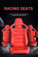 JIABEIR 1041 Sièges de course universels réglables en cuir PVC rouge pour simulateur de conduite avec station de jeu et glissière