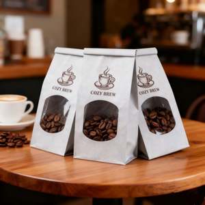 Custom Logo Printed <b>Reusable</b> Tin Tie Kraft Paper <b>Food</b> Packaging <b>Pouches</b> with Recycled Materials for Coffee Whole Bean Storage - Product Image 6