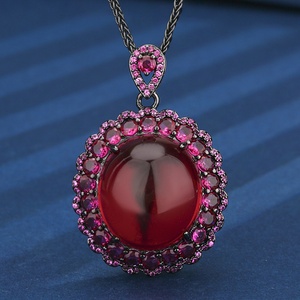 Juego de Joyería Nupcial de Alta Gama al por Mayor, Ecológico, de Cobre, 18*20mm, con Circonita Cúbica Azul y Roja, Chapado en Oro Negro - Product Image 5