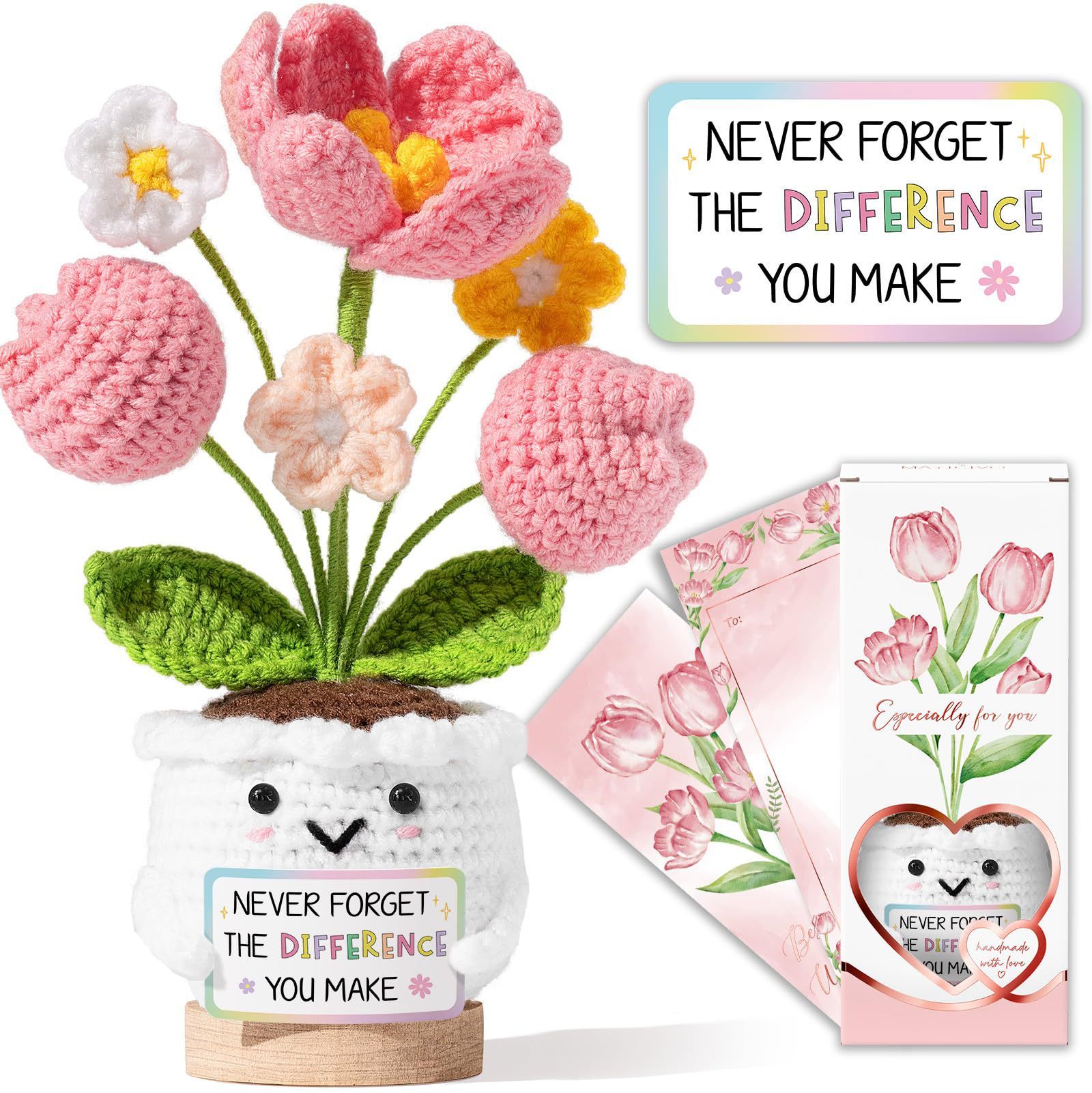 Difference three little flowers tulip  pink