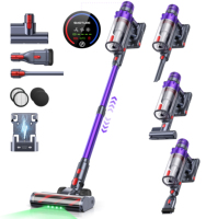 Aspirateur sans fil SMOTURE anti-emmêlement 650W 55KPA 70 min d'autonomie avec écran tactile LED pour poils d'animaux domestiques