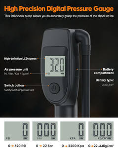 Mini <span class=keywords><strong>pompe</strong></span> à vélo Portable à <span class=keywords><strong>Double</strong></span> <span class=keywords><strong>Action</strong></span> à volume élevé gonfleur de fourche avant haute pression jauge de pneu pratique pour le gonflage de vélo - Product Image 2