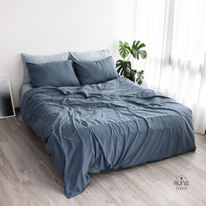 Ensemble de literie de qualité supérieure en coton 100% pré-lavé, technologie douce et respirante, respectueux de l'environnement, ressemblant à du lin naturel, taille personnalisée, King Queen - Product Image 3