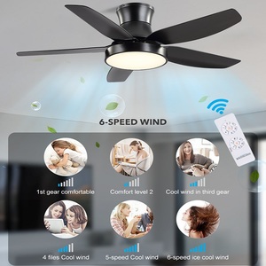 Ventilateur de plafond moderne pour salon, décoratif, avec moteur, 5 pales en ABS, télécommande, silencieux, avec lumière LED - Product Image 5