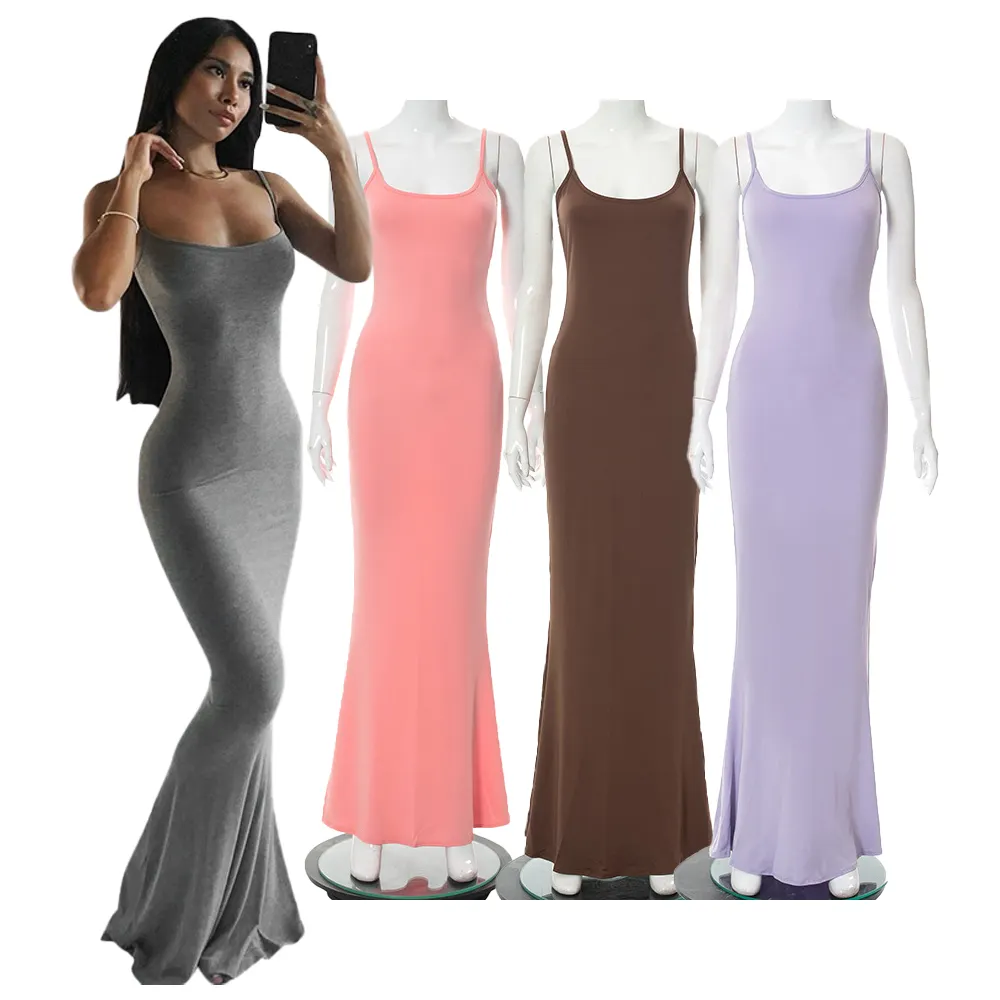OEM Fashion Sexy Dress Bodycon Dress Long Dress Custom Logo Soft Cotton/spandex For Women