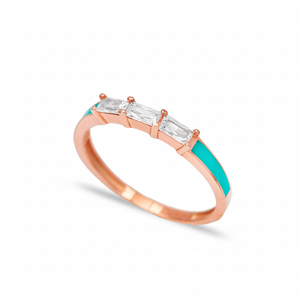 Anillo de Plata de Ley 925 con esmalte turquesa, joyería hecha a mano - Product Image 2