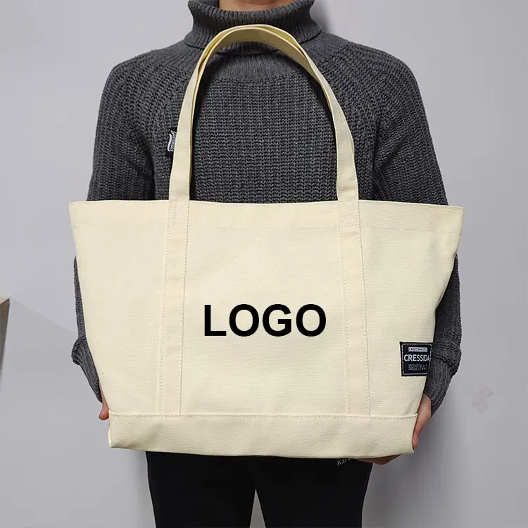 Logo personalizzato Plain Large Size stampato Eco Friendly riciclato riutilizzabile sublimazione beach shopping tote bag borsa da spiaggia in tela di cotone