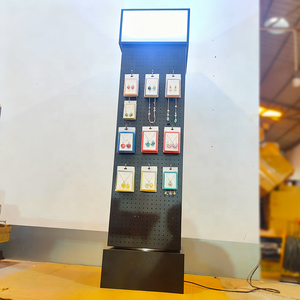 Mingtang 금속 Pegbaord 귀걸이 <span class=keywords><strong>Led</strong></span> 상자와 후크와 선반 회전 테이블 디스플레이 - Product Image 3