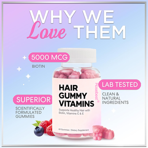 Rosebest Grosir OEM Label Pribadi Vitamin Rambut Vegan Rasa Raspberry Alami 5000mg Biotin dengan Vitamin C & E - Product Image 3