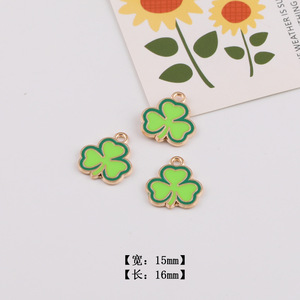 จี้รูปใบไม้สีเขียวและโคลเวอร์นำโชค ทำจากโลหะผสมสังกะสี สำหรับทำเครื่องประดับ DIY อุปกรณ์เสริมแฟชั่นสำหรับทุกเพศ - Product Image 3