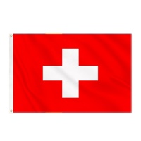 Drapeau Suisse 3x5 pieds en gros, fabriqué en usine, bannière nationale suisse en polyester avec œillets, croix blanche, pour extérieur, défilés et festivals