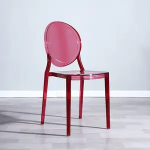 Rote Farbe klar Hotel Acryl stapelbar Stuhl Outdoor-Events transparente hohe Rückenlehne PC Victoria Ghost Chair Kunststoff Hochzeits stuhl